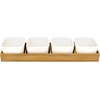 image:imageCeramic Succulent Flower Cactus Plant Pots  4 Pots  Square  with Bamboo Box  White  31White  4 Pots