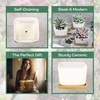 image:imageCeramic Succulent Planters Pots  3 Pots  Square  with Bamboo Trays  White  34White
