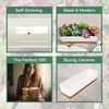 image:imageCeramic Succulent Pots  1 Pot  Long Rectangle  with Bamboo Tray  White  11White  Long Pot