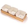 image:imageCeramic Succulent Pots  3 Pots  Square  with Bamboo Box  White  338White  3 Pots