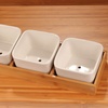 image:imageCeramic Succulent Pots  3 Pots  Square  with Bamboo Box  White  338White  3 Pots