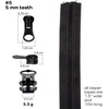 image:imageDelrin Zippers  5  Black  10 Yards 4 Pulls100 Yards 5