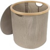 image:imageFoldable Bamboo Laundry Hamper with Lid  Decor Essentials for Any Room  Medium  Circular  GrayBrown