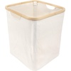 image:imageFoldable Bamboo Laundry Hamper without Lid  Decor Essentials for Any Room  Small  Square  BrownWhite