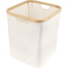 image:imageFoldable Bamboo Laundry Hamper without Lid  Decor Essentials for Any Room  Small  Square  BrownWhite