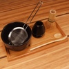 image:imageJapanese Ceremonial Matcha Green Tea Whisk Set  Golden Chasen Whisk Chashaku Tea Spoon Black Bowl Black Rest Strainer Tea Tray