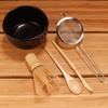 image:imageJapanese Ceremonial Matcha Green Tea Whisk Set  Golden Chasen Whisk Chashaku Tea Spoon Black Bowl StrainerBlack