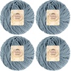 image:imageJubileeYarn Bamboo Cotton Chunky Yarn  100gBall  Primrose Pink  4 Balls3004 Faded Glacier Blue