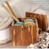 image:imageJubileeYarn Bamboo Yarn Bowl with Lid  Holder Knitting Crochet Accessories  Natural  1 BoxXL Tiger Stripe