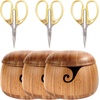 image:imageJubileeYarn Bamboo Yarn Bowl with Removable Lid  Embroidery Scissors Combo  Carbonized Brown BowlCarbonized Brown w Scissors