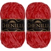 image:imageJubileeYarn Chenille Yarn  100gSkein Worsted Polyester  Algae  2 Skeins109 Rouge