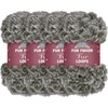 image:imageJubileeYarn Fun Finger Faux Fur Loops Yarn  200gSkein Jumbo Polyester  Heron  2 Skeins12 Strix