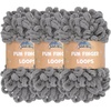 image:imageJubileeYarn Fun Finger Loops Yarn  100gSkein Jumbo Polyester  Lark  3 Skeins004 Grey
