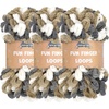 image:imageJubileeYarn Fun Finger Loops Yarn  100gSkein Jumbo Polyester Team Spirit  Orange Navy Tan  3 Skeins007 Brown Grey White
