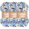 image:imageJubileeYarn Fun Finger Loops Yarn  100gSkein Jumbo Polyester Team Spirit  Orange Navy Tan  3 Skeins031 Multicolor Grey Light Blue