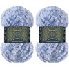 image:imageJubileeYarn Luxe Fluff Yarn  100gSkein Chunky Polyester Faux Fur  Heron  2 Skeins13 Kingfisher