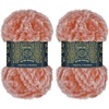 image:imageJubileeYarn Luxe Fluff Yarn  100gSkein Chunky Polyester Faux Fur  Heron  2 Skeins84 Red and White
