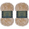 image:imageJubileeYarn Luxe Fluff Yarn  100gSkein Chunky Polyester Faux Fur  Heron  2 Skeins88 Light Brown and White