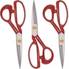 image:imageJubileeYarn Professional Stainless Steel Tailer Fabric Scissors  10 Silver  1 PairGrooved  8 Red
