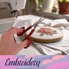 image:imageJubileeYarn Sharp Titanium Embroidery Craft Scissors wSheath  Gold  1 PairCoated Curved  Red