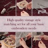 image:imageJubileeYarn Vintage 6pc Embroidery Tools Kit  Complete Needlework Set TSA Compliant Sewing Scissors Awl Bodkin Winding Board Thimble amp Needle CaseVintage 6pc Set