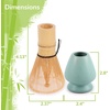 image:imageMatcha Tea Bamboo Whisk And Ceramic Rest 2 Piece Set  Black HolderMatte Green