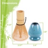 image:imageMatcha Tea Bamboo Whisk And Ceramic Rest 2 Piece Set  Black HolderVerdigris Blue