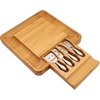 image:imageSarolta Homewares Bamboo Cheese amp Sushi Cutting Board and Platter with Brushed Stainless Steel Cutlery Set  Single SetNatural