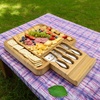 image:imageSarolta Homewares Bamboo Cheese amp Sushi Cutting Board and Platter with Brushed Stainless Steel Cutlery Set  Single SetNatural