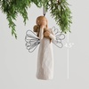 image:imageWillow Tree Angel of Friendship Ornament Sculpted HandPainted Figure  Angel Holding a Brown Dog Cream Dress and Wire Wings Gift of Friendship Cast from a Susan Lordi Original Carving