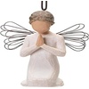 image:imageWillow Tree Angel of Prayer Ornament Sculpted HandPainted Figure  Kneeling Angel With Hands in Prayer Cream Dress and Wire Wings Gift of Faith Cast from a Susan Lordi Original Carving