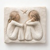 image:imageWillow Tree Friendship Forever True Forever Friends an Expression of Friendship and Sisterhood in Carved BasRelief Sculpted HandPainted Plaque  Sentiment on Enclosure Card Keyhole Hanger for Wall Display Cast from a Susan Lordi Original CarvingNatural