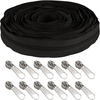 image:image10 Yards 5 Nylon Coil Zipper Tape with 10 Metal Slider Pulls  TanBlack w Silver
