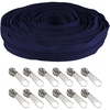 image:image10 Yards 5 Nylon Coil Zipper Tape with 10 Metal Slider Pulls  TanBlue