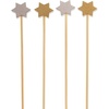 image:imageBambooMN  Holiday 6Point Star Bamboo Picks Skewers for Fruit Sandwiches Cocktails  59 15cm  Gold Silver  100pcsGold  Silver