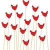 image:imageBambooMN 47 Decorative Red Rooster End Bamboo Cocktail Fruit Sandwich Picks Skewers for Catered Events Holidays Restaurants or Buffets Party Supplies 100 Pieces1