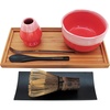 image:imageBambooMN Brand  Matcha Bowl Set Includes Bowl Rest Black Tea Whisk Black Chasaku Black Tea Spoon Rest Tray amp Tray  Mint GreenCoral