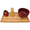 image:imageBambooMN Brand  Matcha Bowl Set Includes Bowl RestTea Whisk Chasaku Tea Spoon amp Tray 2 Sets Deep Red wBlack