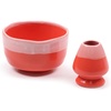 image:imageBambooMN Brand  Matcha Ceramic Set  Matcha Bowl and Whisk Holder  1 Set Deep Red with BlackCoral