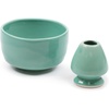 image:imageBambooMN Brand  Matcha Ceramic Set  Matcha Bowl and Whisk Holder  1 Set Deep Red with BlackGreen