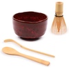 image:imageBambooMN Brand  Matcha Green Tea Whisk Set  Whisk  Scoop  Tea Spoon  Soft Light Green BowlDeep Red w Black  Set