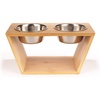 image:imageBambooMN Elevated Dog Bowl Feeder  100 Bamboo Stand 4 Metal Bowls for Food and Water  MediumMedium