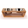 image:imageBambooMN Elevated Dog Bowl Feeder  100 Bamboo Stand 4 Metal Bowls for Food and Water  MediumSmall