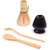image:imageBambooMN Matcha Green Tea Whisk And Scoop 4 Piece Set  White Holder  1 SetSet  Black