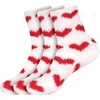 image:imageBambooMN Womens Heart and Stripe Soft Warm Microfiber Fuzzy NonSlip Grips Socks  3 Pair Value PackA2