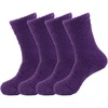 image:imageBambooMN Womens Super Soft and Cozy Feather Light Fuzzy Socks  Multiple Color Options  Two Sizes  Value Packs10  Pirate Purple