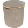image:imageFoldable Bamboo Laundry Hamper with Lid  Decor Essentials for Any Room  Medium  Circular  GrayBrown