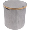 image:imageFoldable Bamboo Laundry Hamper with Lid  Decor Essentials for Any Room  Medium  Circular  GrayGray