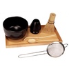 image:imageJapanese Ceremonial Matcha Green Tea Whisk Set  Golden Chasen Whisk Chashaku Tea Spoon Black Bowl Black Rest Strainer Tea Tray