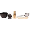 image:imageJapanese Ceremonial Matcha Green Tea Whisk Set  Golden Chasen Whisk Chashaku Tea Spoon Black Bowl Black Rest StrainerBlack